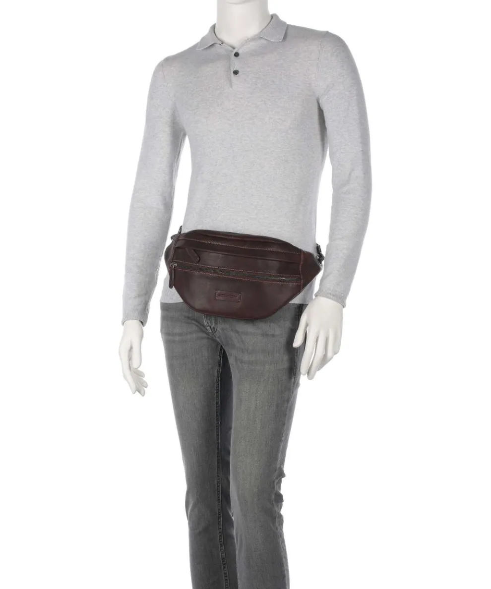 Porto 1 Gürteltasche genarbtes Leder dunkelbraun