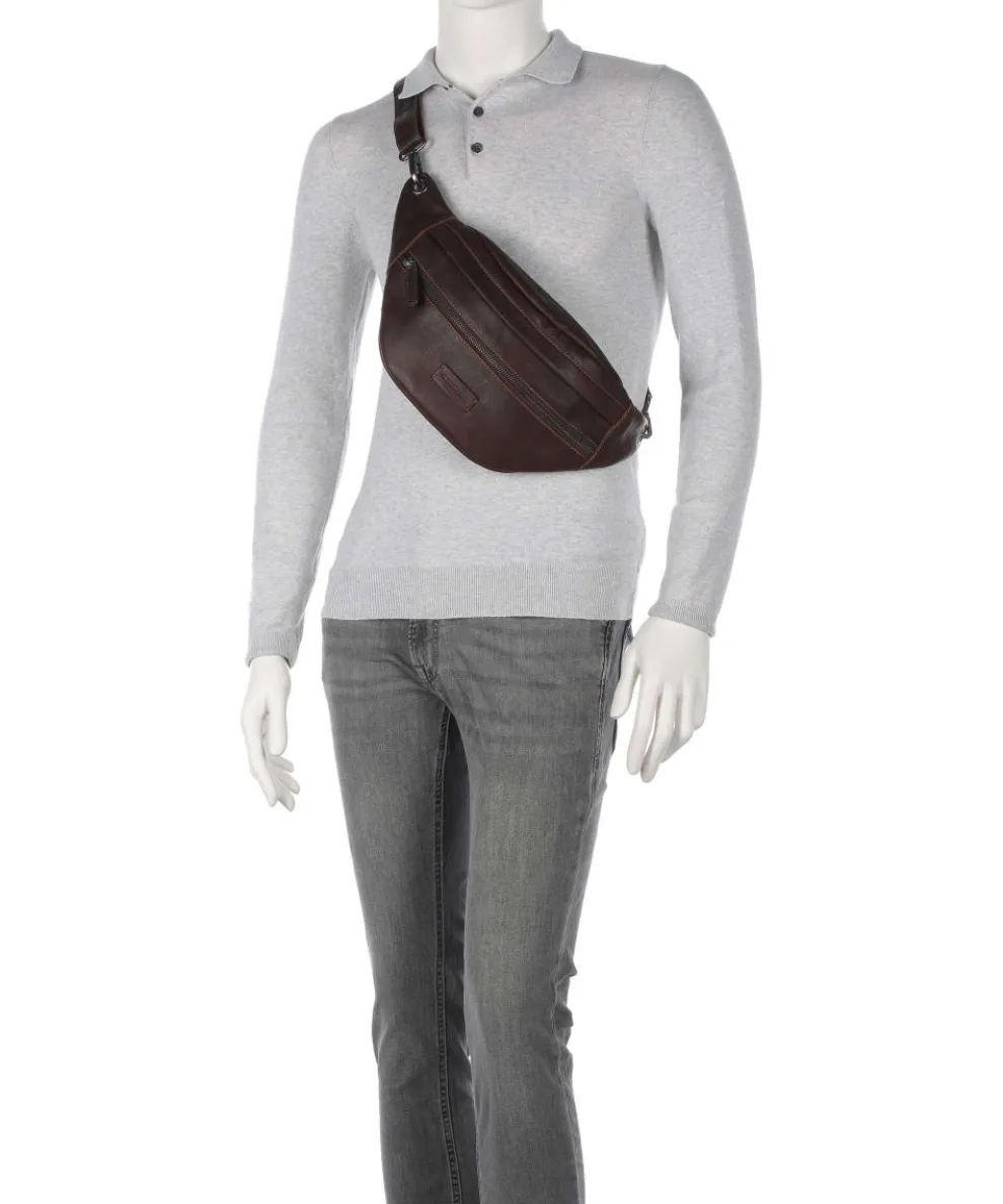 Porto 1 Gürteltasche genarbtes Leder dunkelbraun