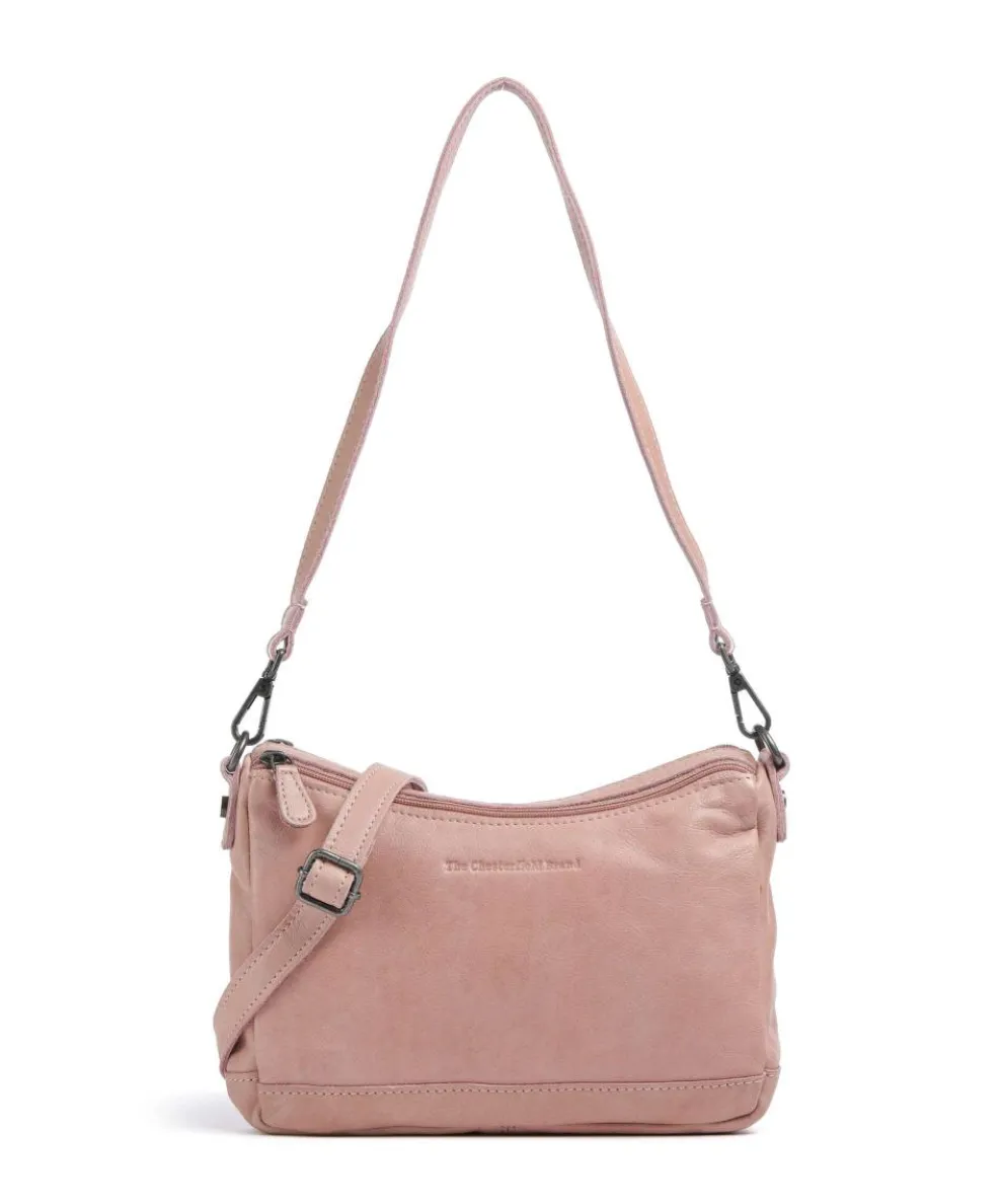 Washed Waxed Cow Irving Schultertasche genarbtes Rindsleder altrosa