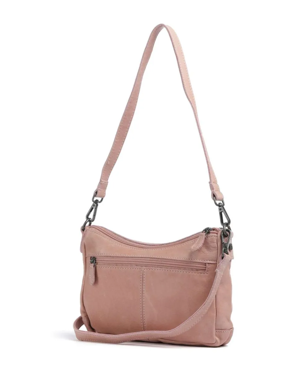 Washed Waxed Cow Irving Schultertasche genarbtes Rindsleder altrosa