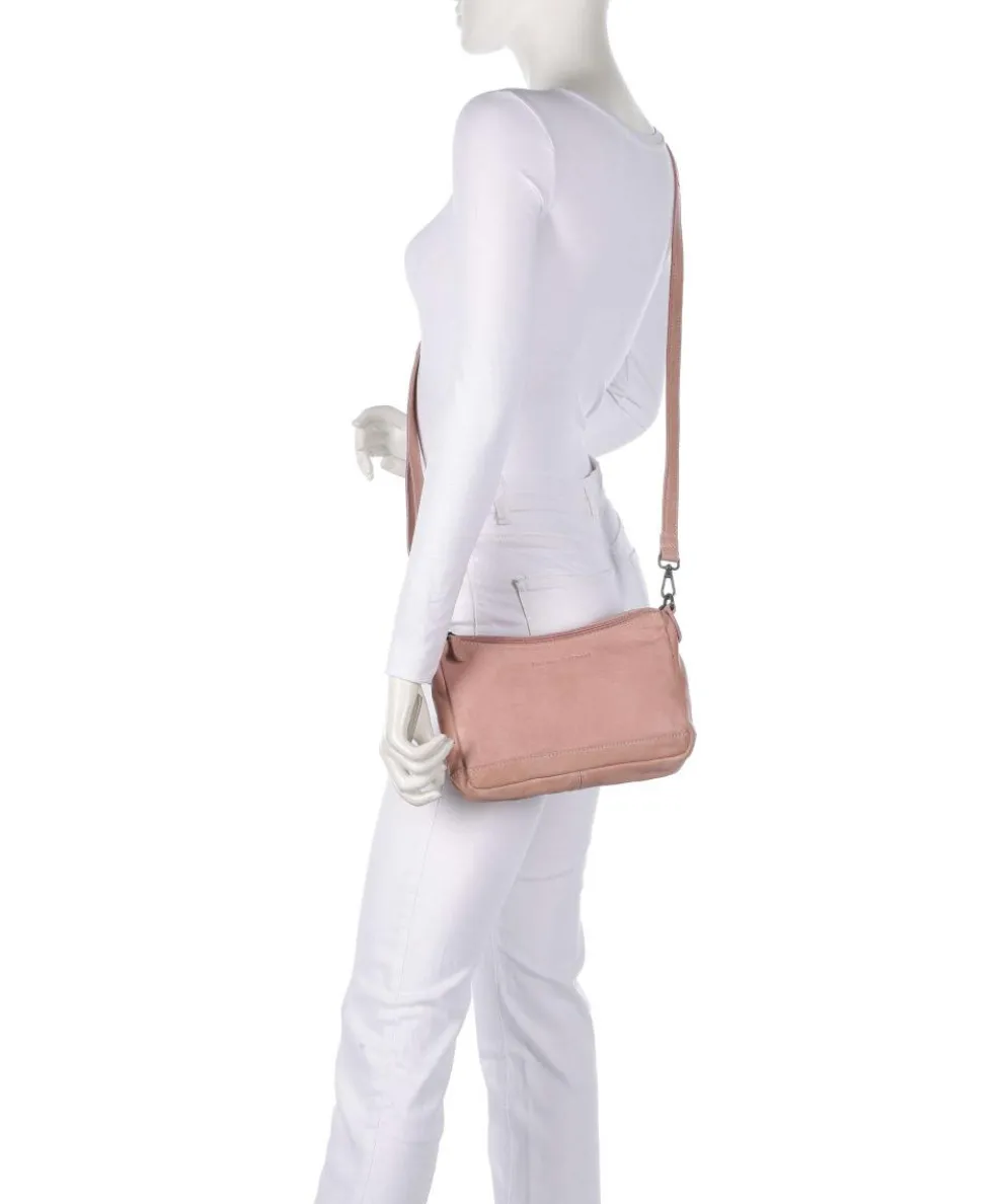 Washed Waxed Cow Irving Schultertasche genarbtes Rindsleder altrosa