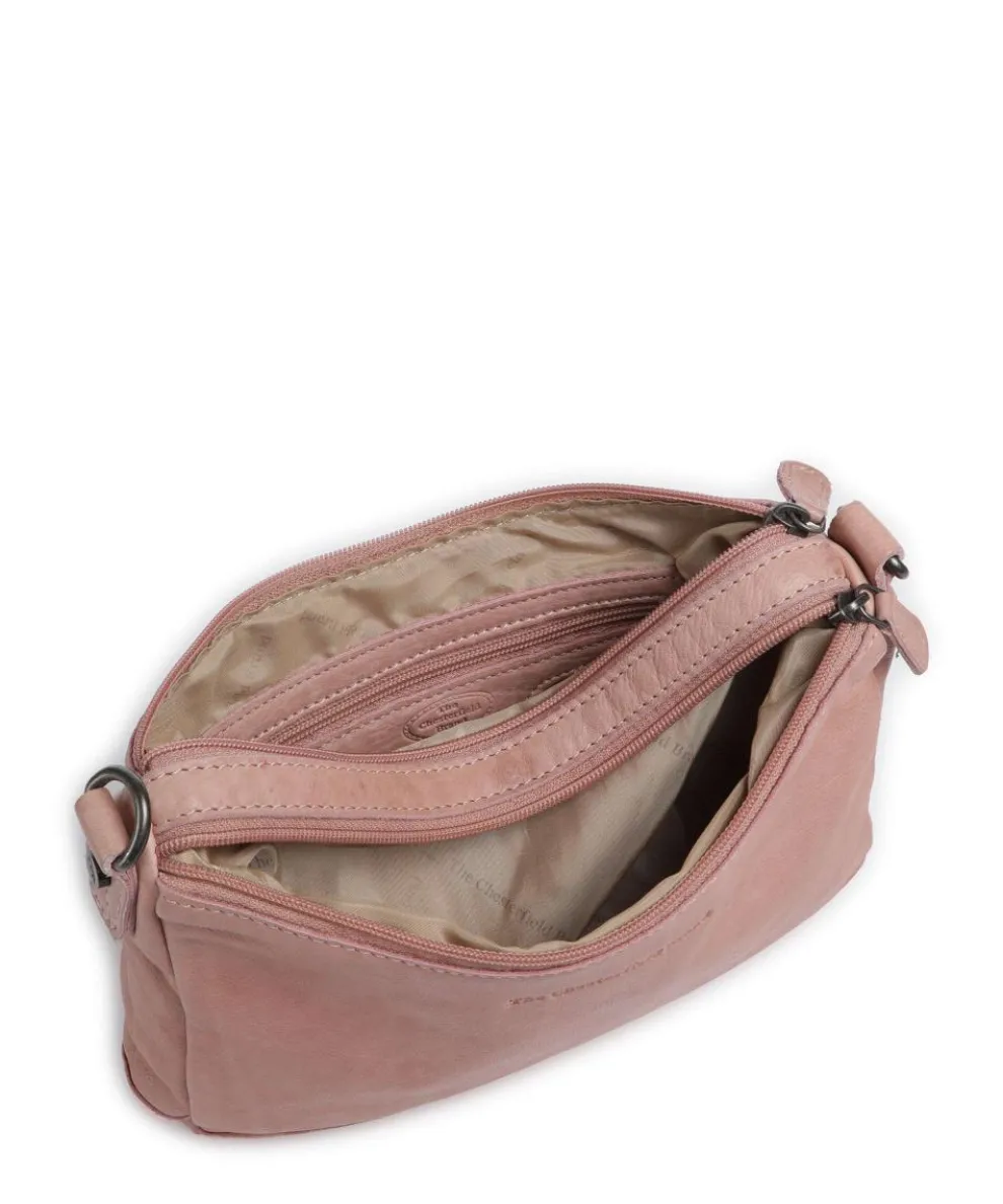 Washed Waxed Cow Irving Schultertasche genarbtes Rindsleder altrosa