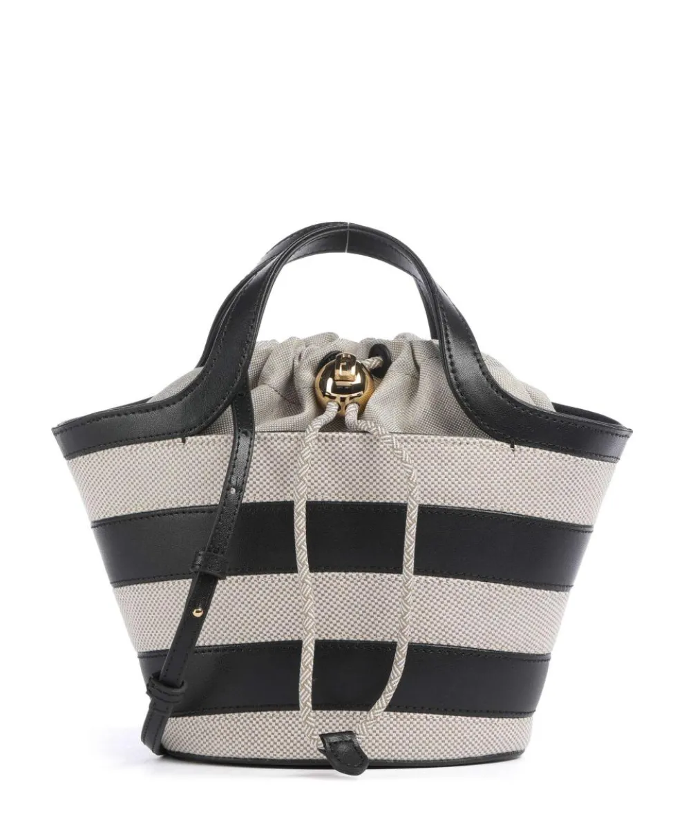 Vortice Mini Umhängetasche Canvas, fein genarbtes Leder beige/schwarz