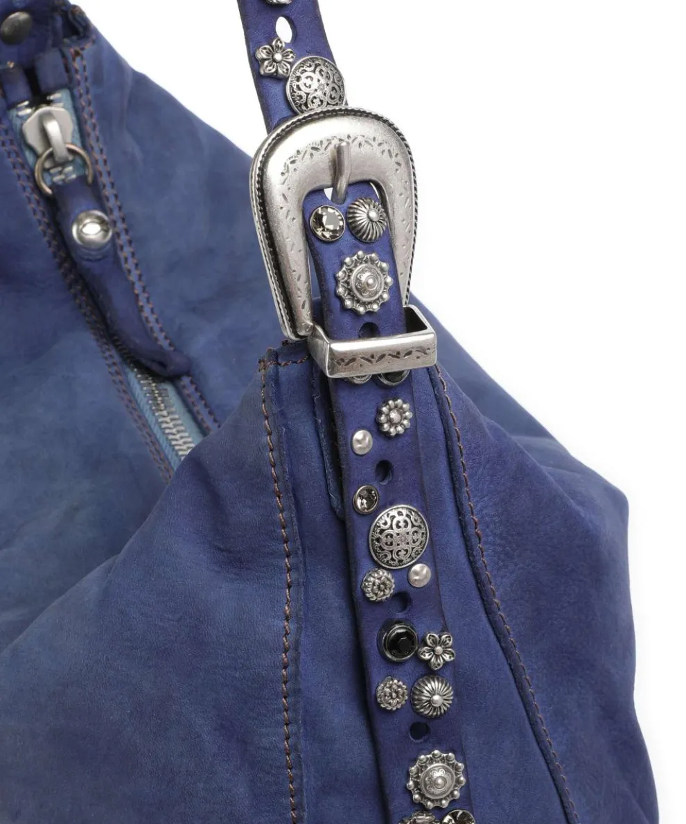 Beuteltasche fein genarbtes Rindsleder dunkelblau