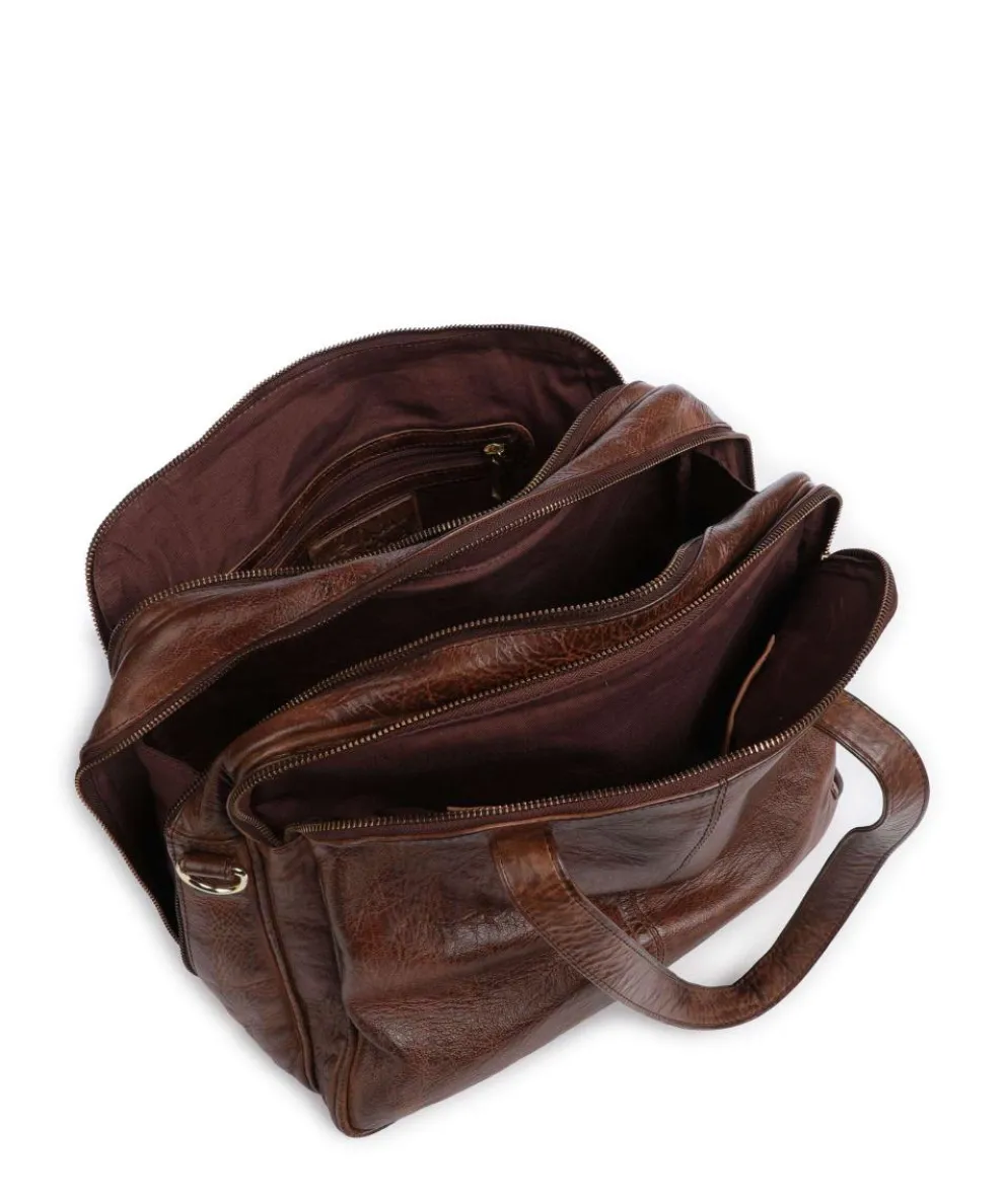 Golden Chic Schultertasche genarbtes Leder braun