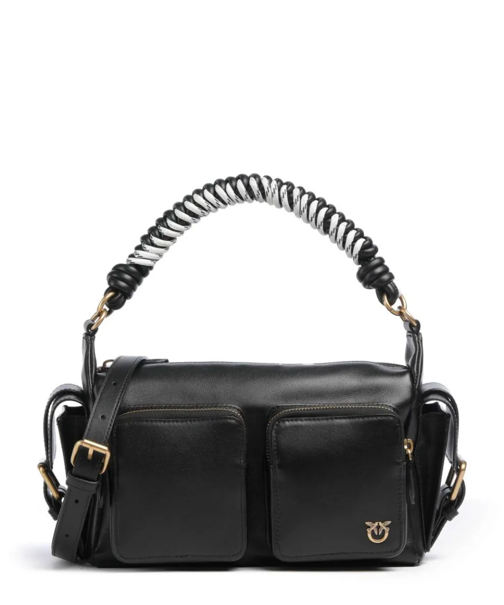 Cargo Schultertasche fein genarbtes Kalbsleder schwarz