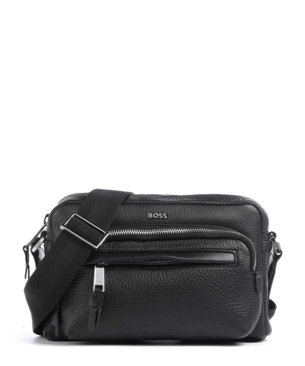 Highway Umhängetasche genarbtes Rindsleder schwarz