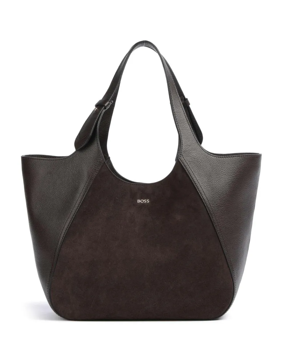 Lenah Big Shopper genarbtes Rindsleder, aufgerautes Rindsleder dunkelbraun