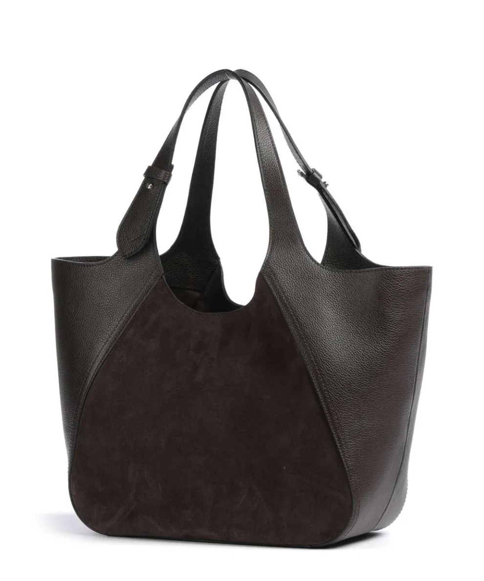 Lenah Big Shopper genarbtes Rindsleder, aufgerautes Rindsleder dunkelbraun