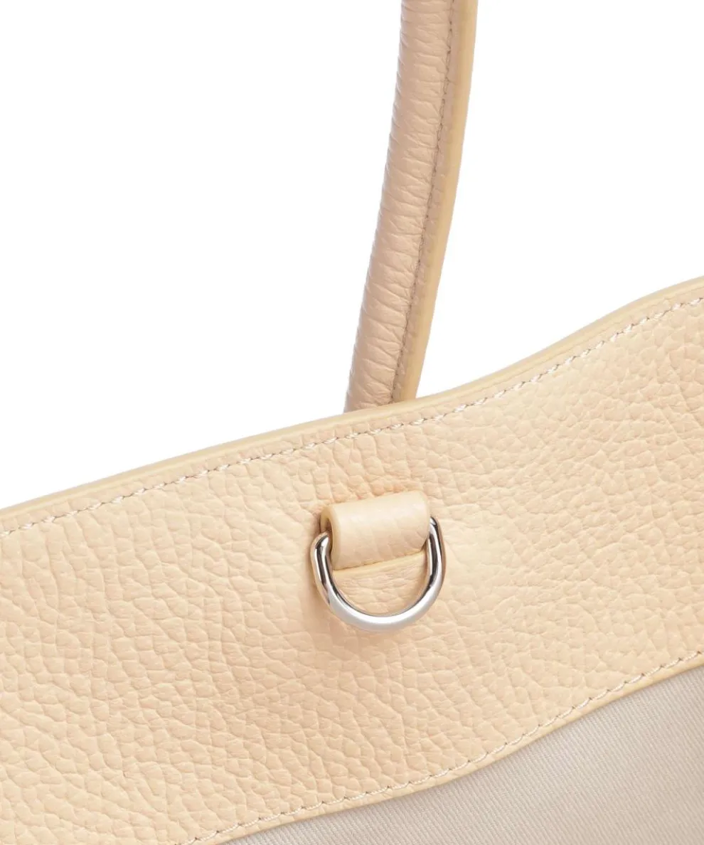 Myrtha Maxi Logo Shopper genarbtes Leder natur