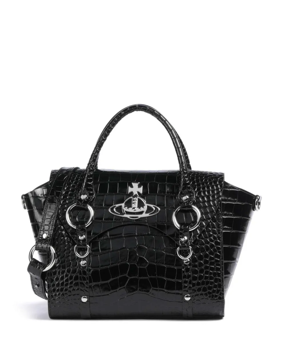 Betty Embossed Croc Medium Handtasche geprägtes Kalbsleder schwarz