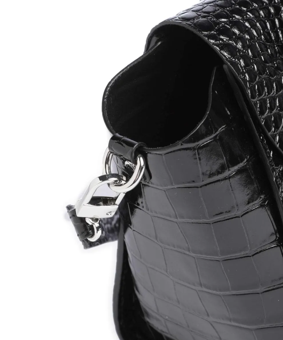 Betty Embossed Croc Medium Handtasche geprägtes Kalbsleder schwarz