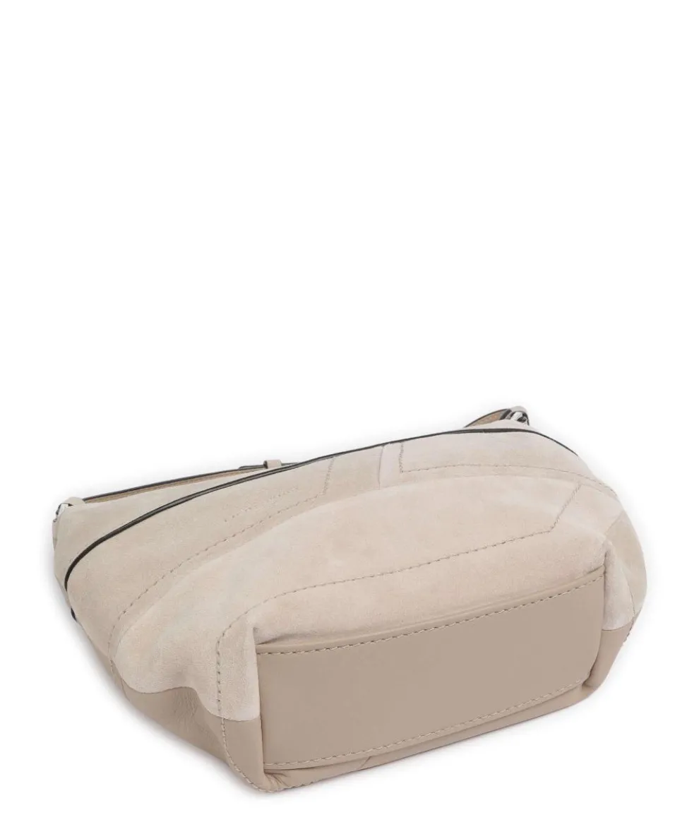 Edda Promo Suede S Umhängetasche aufgerautes Leder, fein genarbtes Leder beige