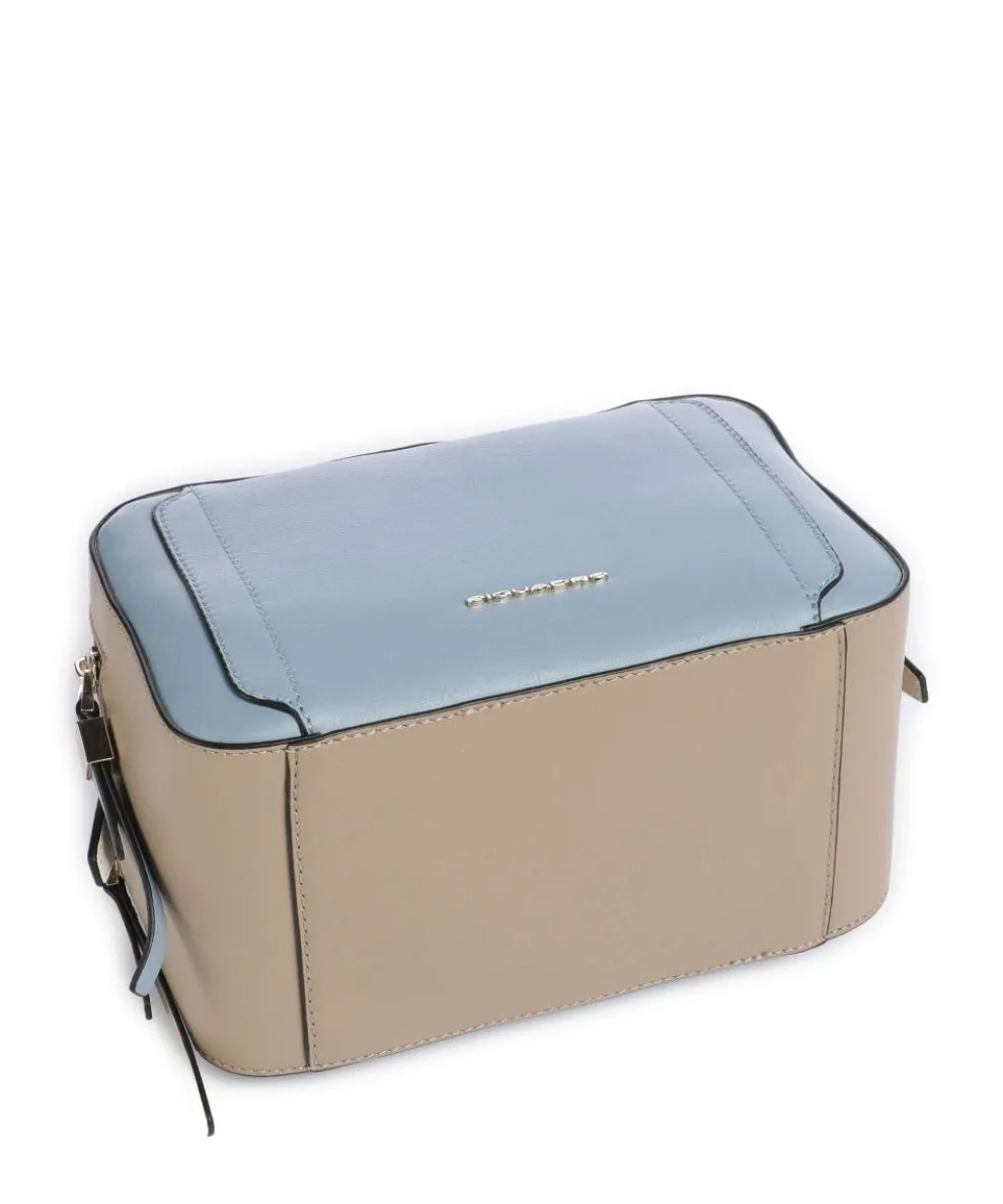 W92 Umhängetasche fein genarbtes Rindsleder blau/beige