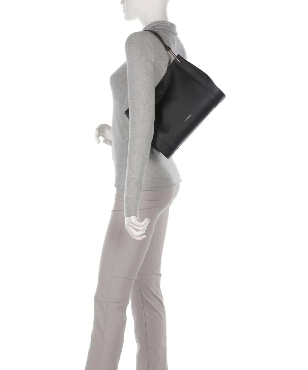 Wallace Schultertasche genarbtes Leder schwarz