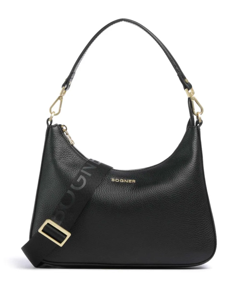 Wallis Odette Schultertasche genarbtes Rindsleder schwarz