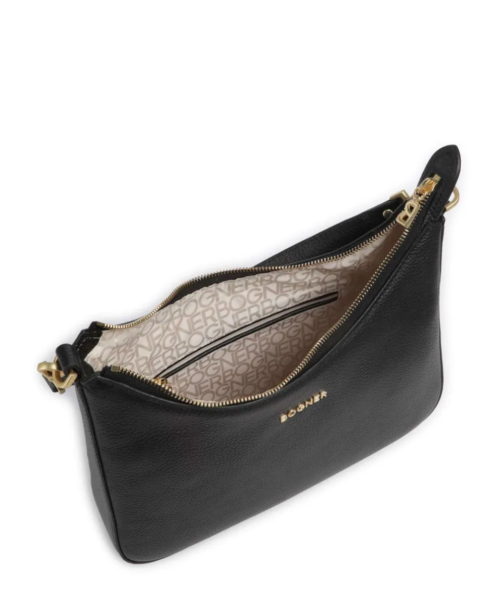 Wallis Odette Schultertasche genarbtes Rindsleder schwarz