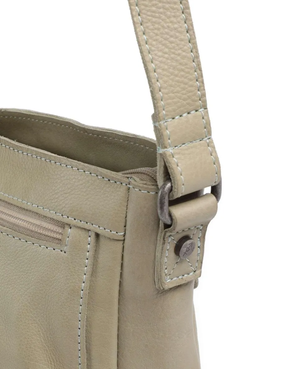 Washed Waxed Cow Aston Umhängetasche genarbtes Rindsleder beige