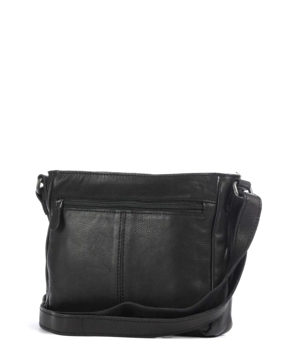 Washed Waxed Cow Aston Umhängetasche genarbtes Rindsleder schwarz