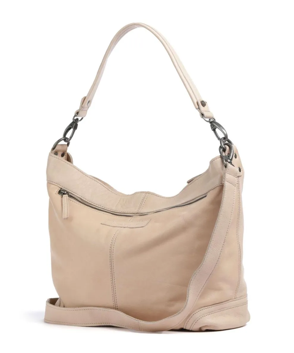 Washed Waxed Cow Bolivia Beuteltasche Pull-Up Rindsleder beige