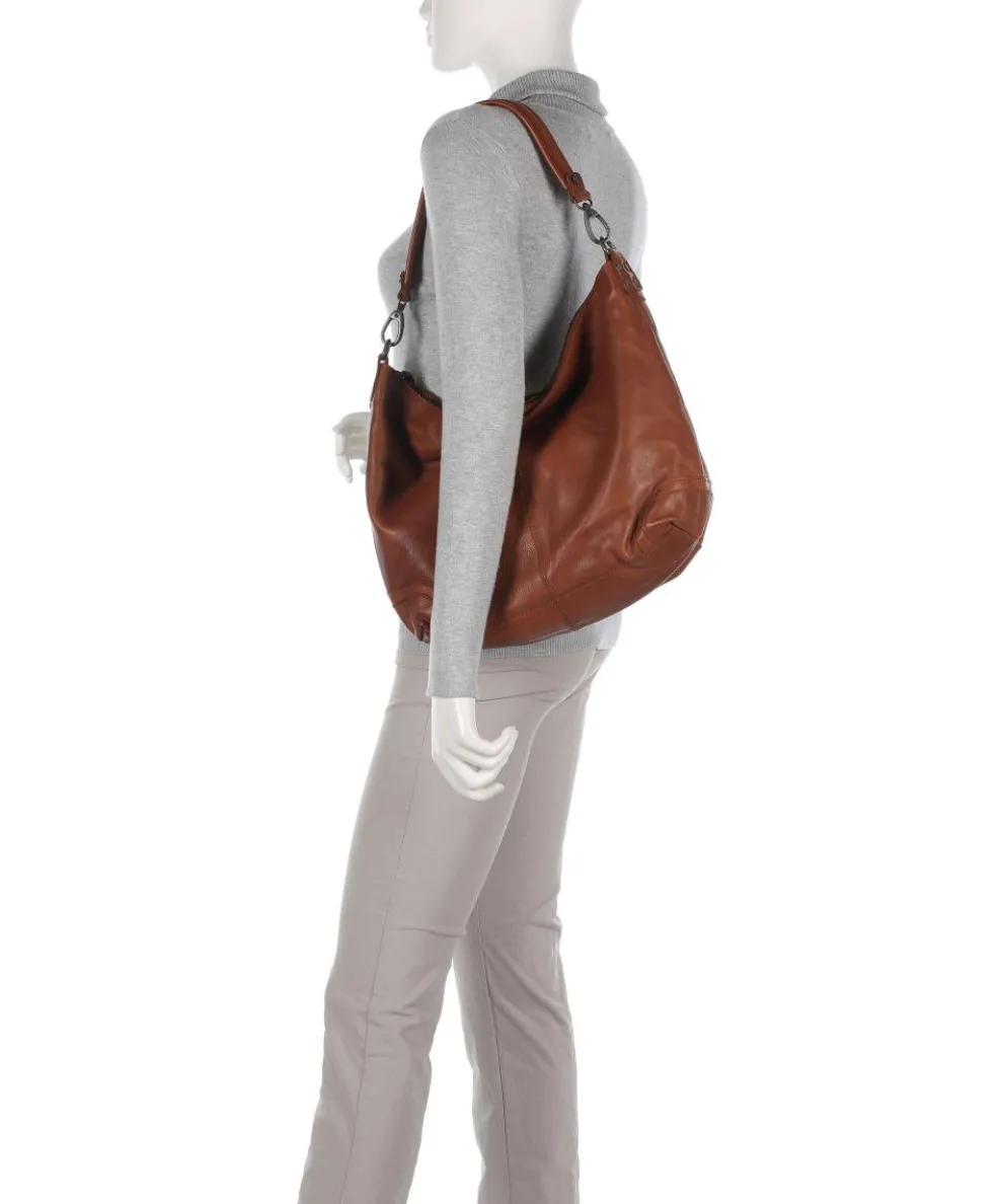 Washed Waxed Cow Bolivia Beuteltasche Pull-Up Rindsleder cognac