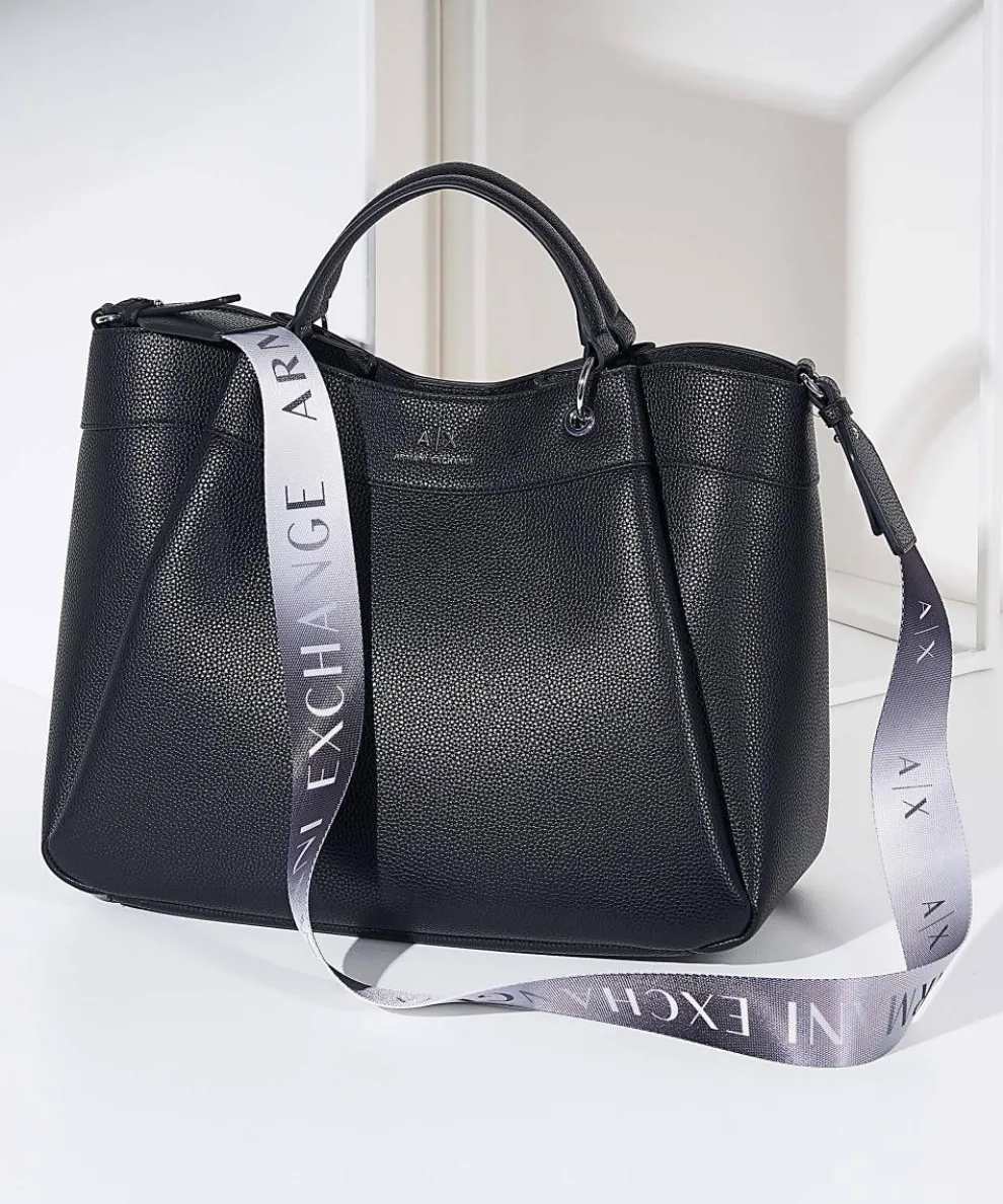 Wave L Handtasche Lederimitat schwarz