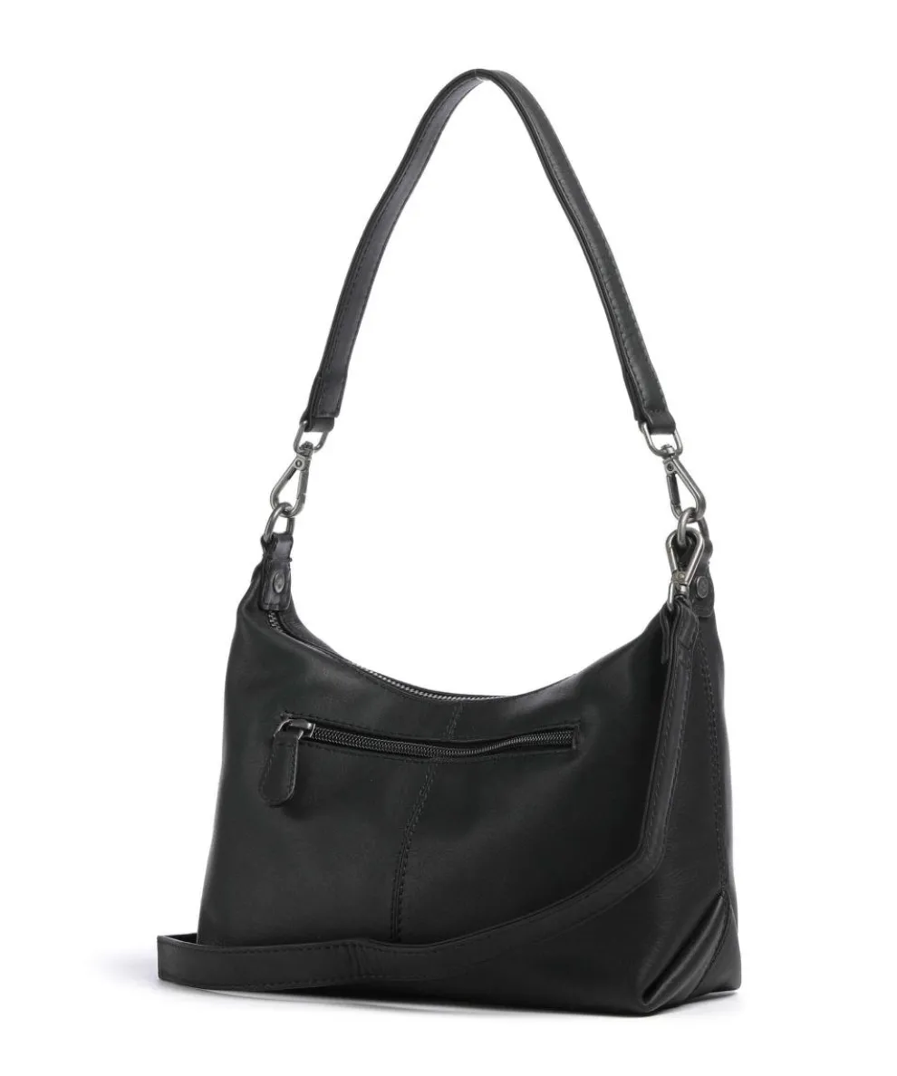 Wax Pull Up Cow Christie Schultertasche fein genarbtes Rindsleder schwarz