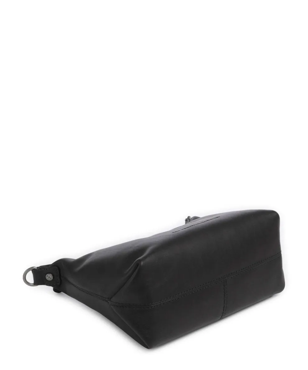 Wax Pull Up Cow Christie Schultertasche fein genarbtes Rindsleder schwarz