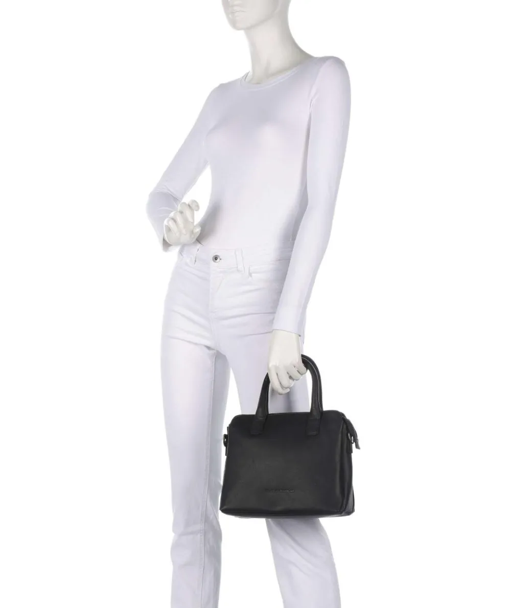 Wax Pull Up Cow Hermosa Handtasche fein genarbtes Rindsleder schwarz