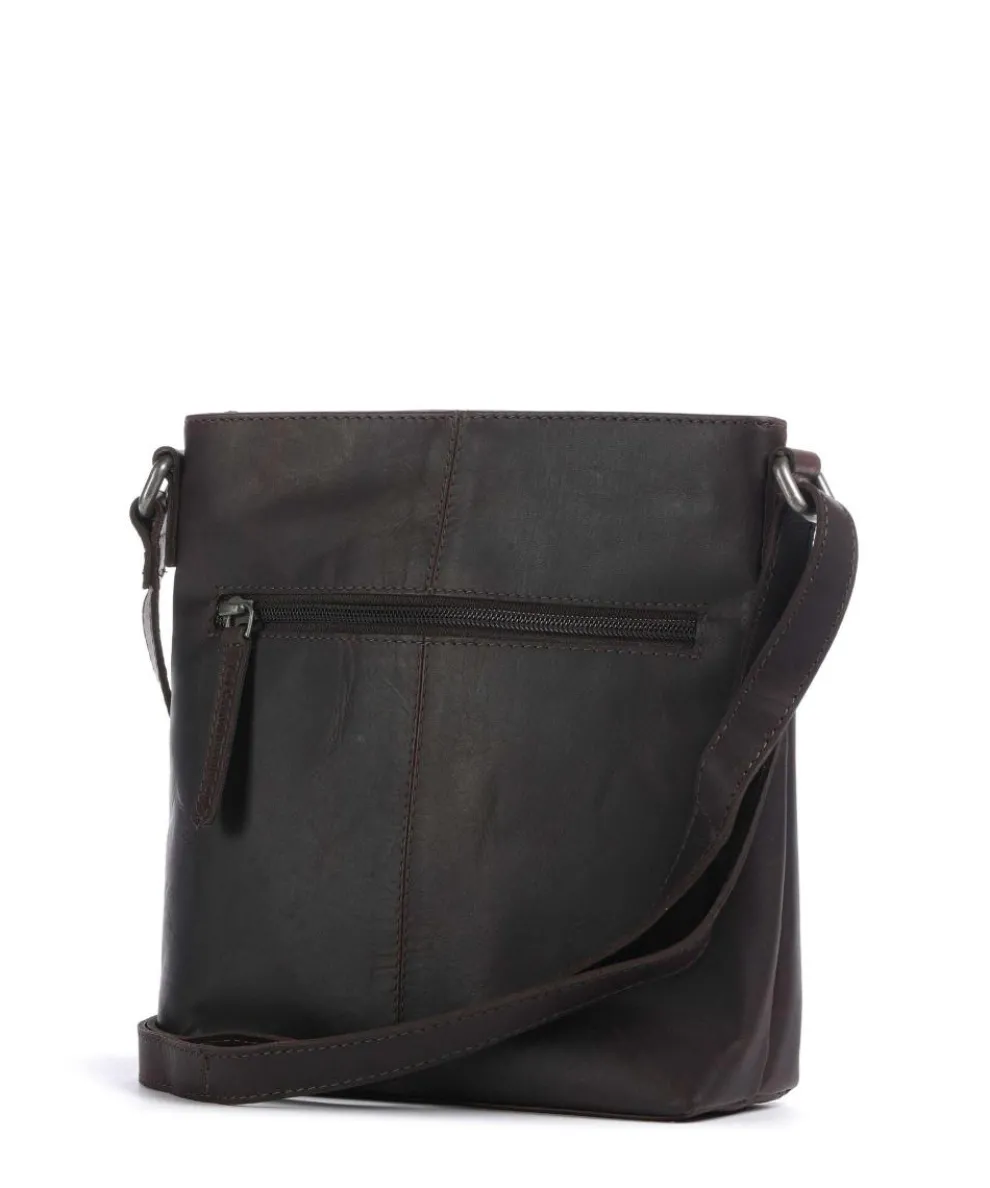 Wax Pull Up Cow Navene Umhängetasche fein genarbtes Rindsleder dunkelbraun