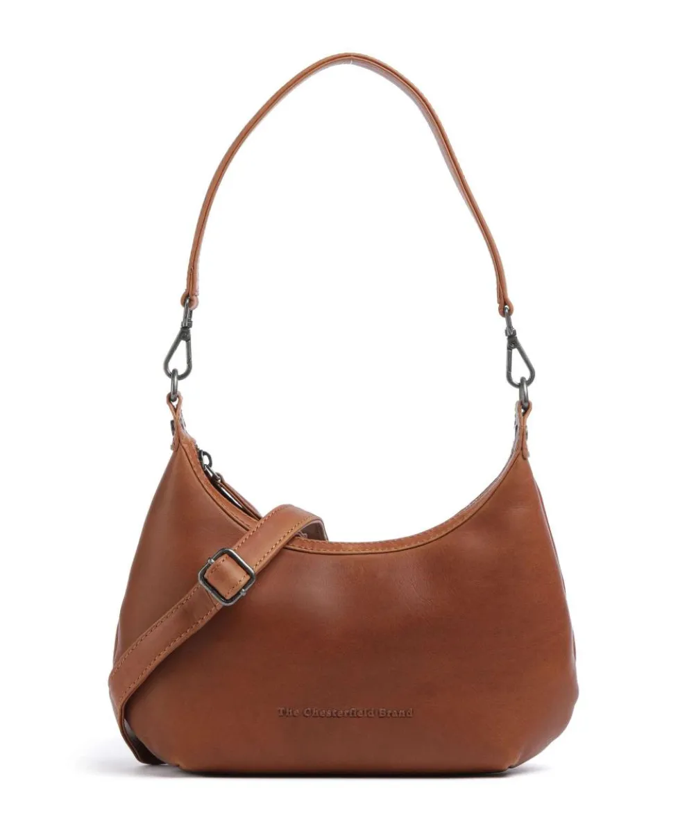 Wax Pull Up Cow Nancy Schultertasche fein genarbtes Rindsleder cognac