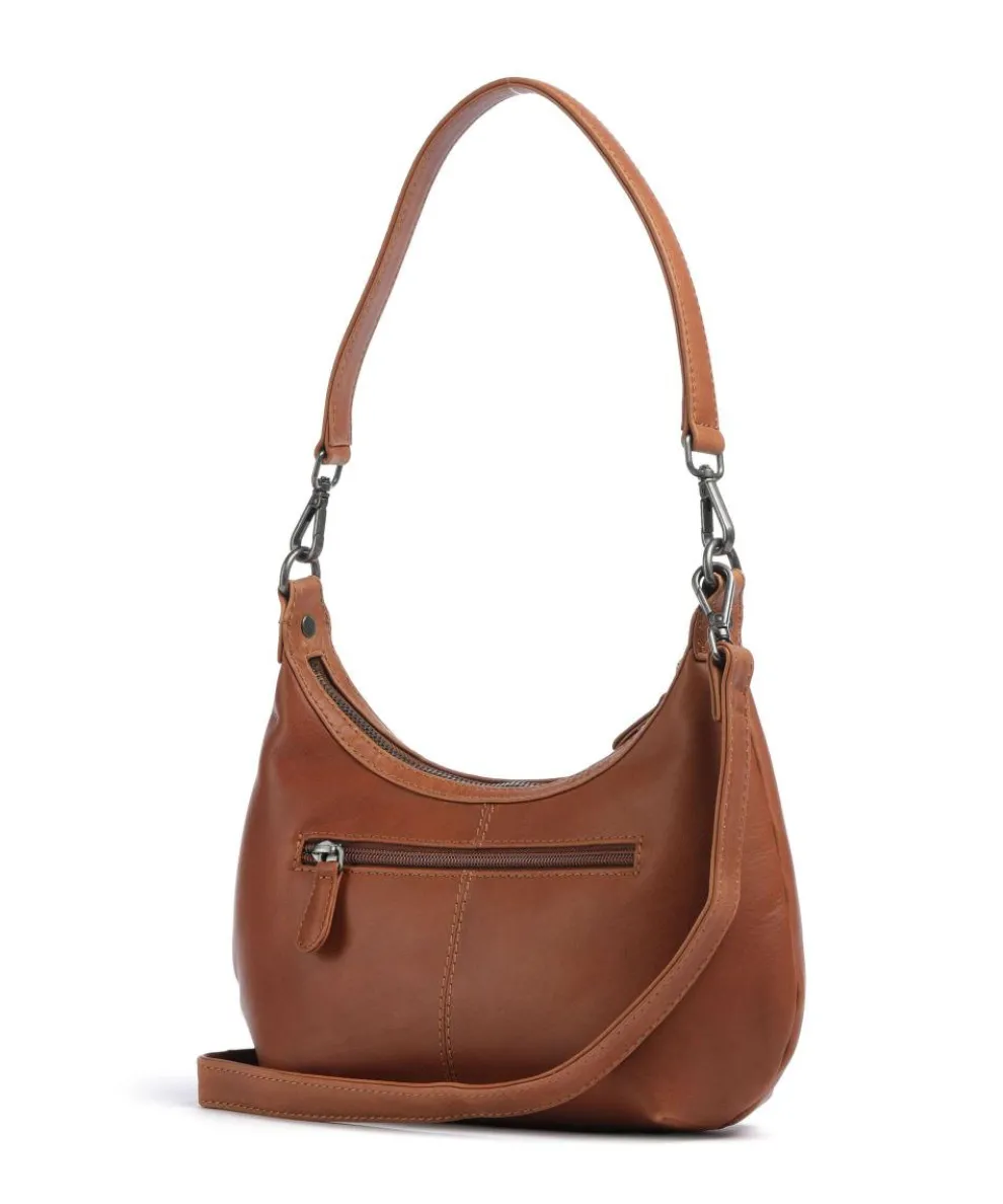 Wax Pull Up Cow Nancy Schultertasche fein genarbtes Rindsleder cognac