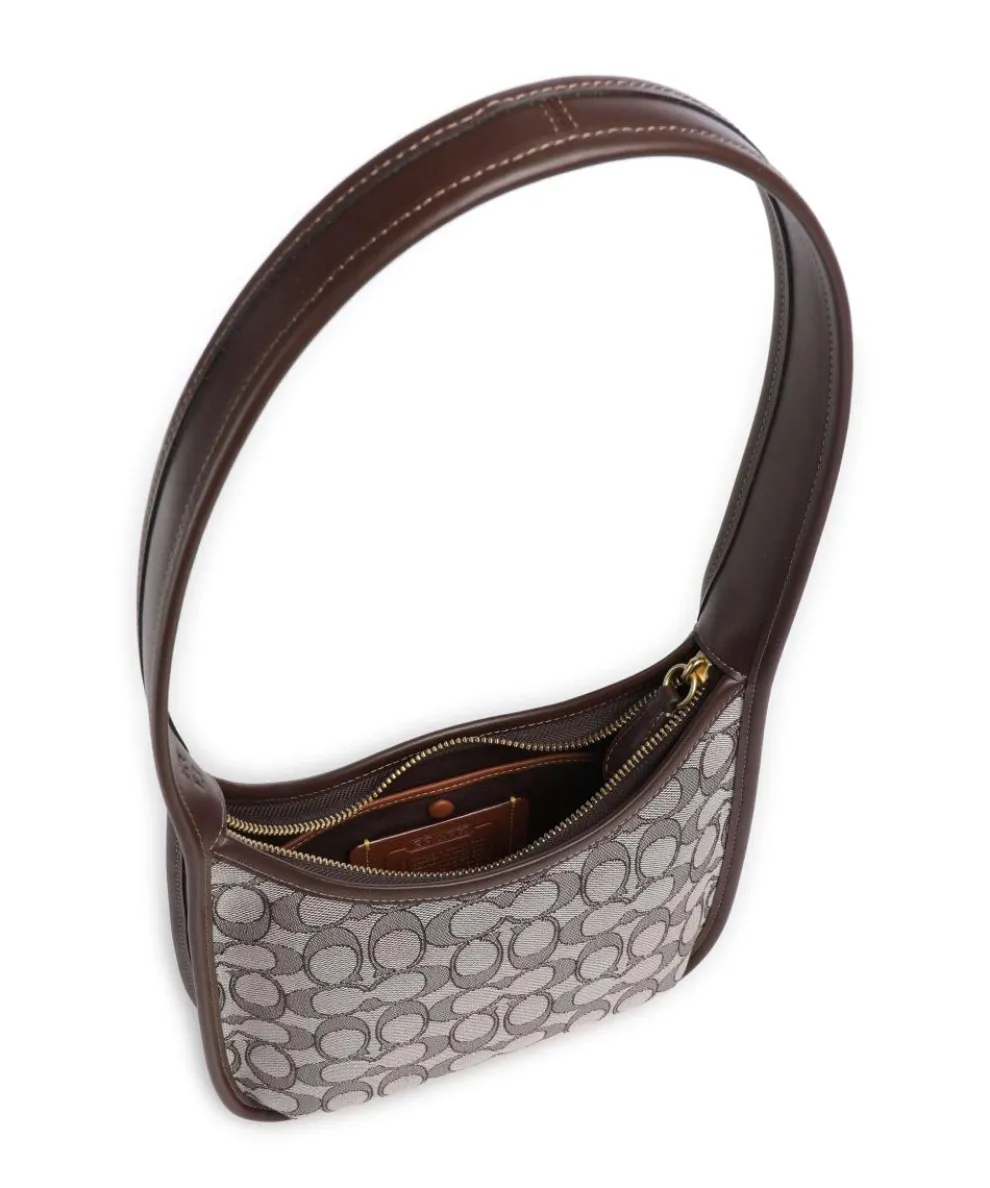 The Coach Originals Curve Signature Jacquard Schultertasche Canvas dunkelbraun