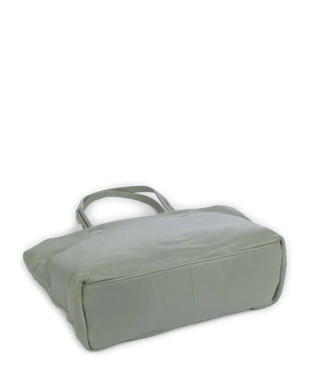 Hera Sheep Natural L Shopper Schafsleder graugrün