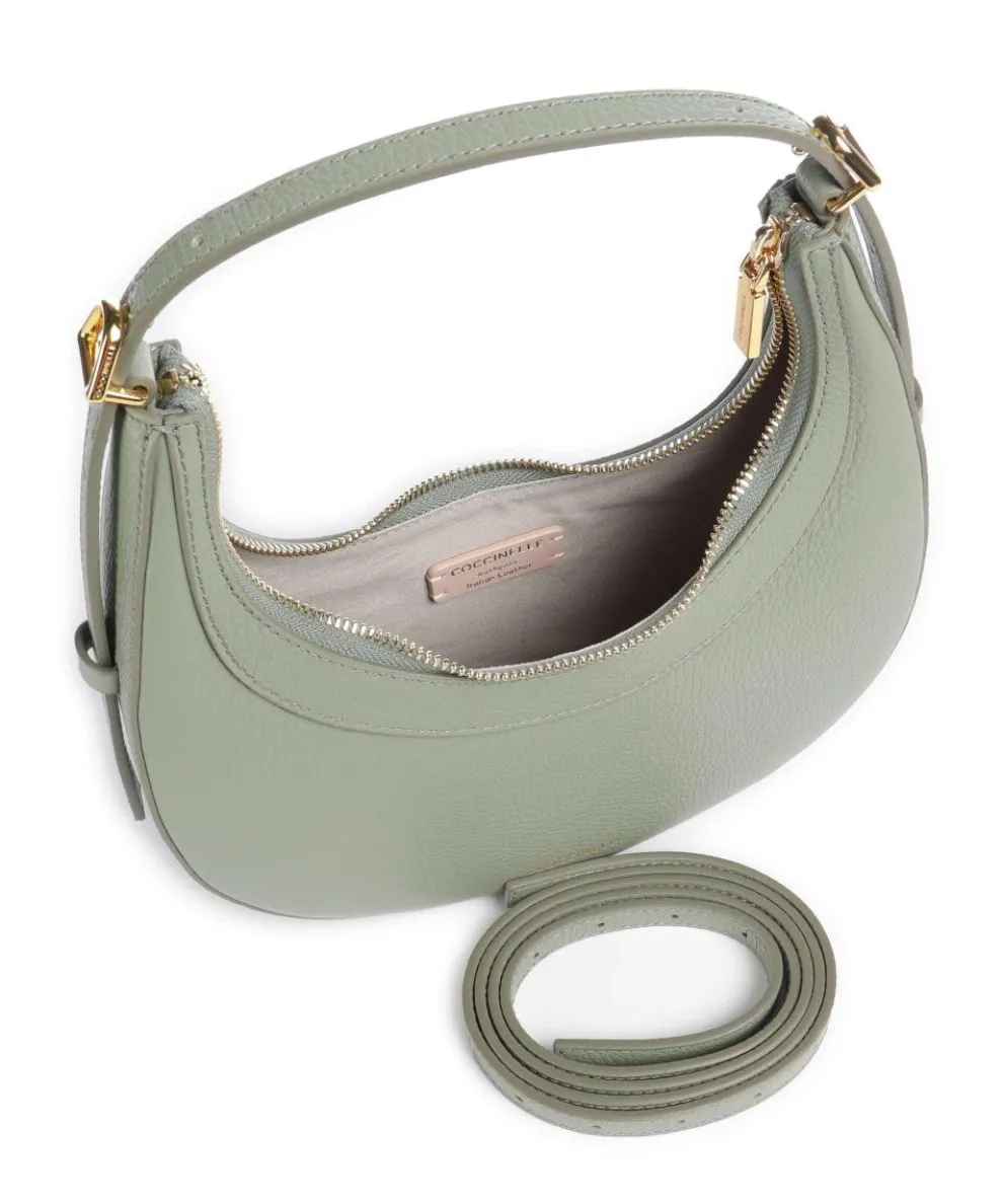 Whisper Schultertasche genarbtes Rindsleder graugrün