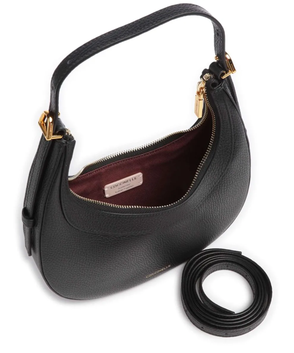 Whisper Schultertasche genarbtes Rindsleder schwarz