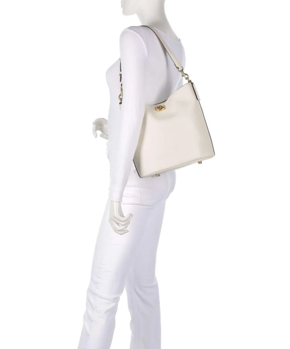 Willow Soft Beuteltasche genarbtes Leder elfenbein