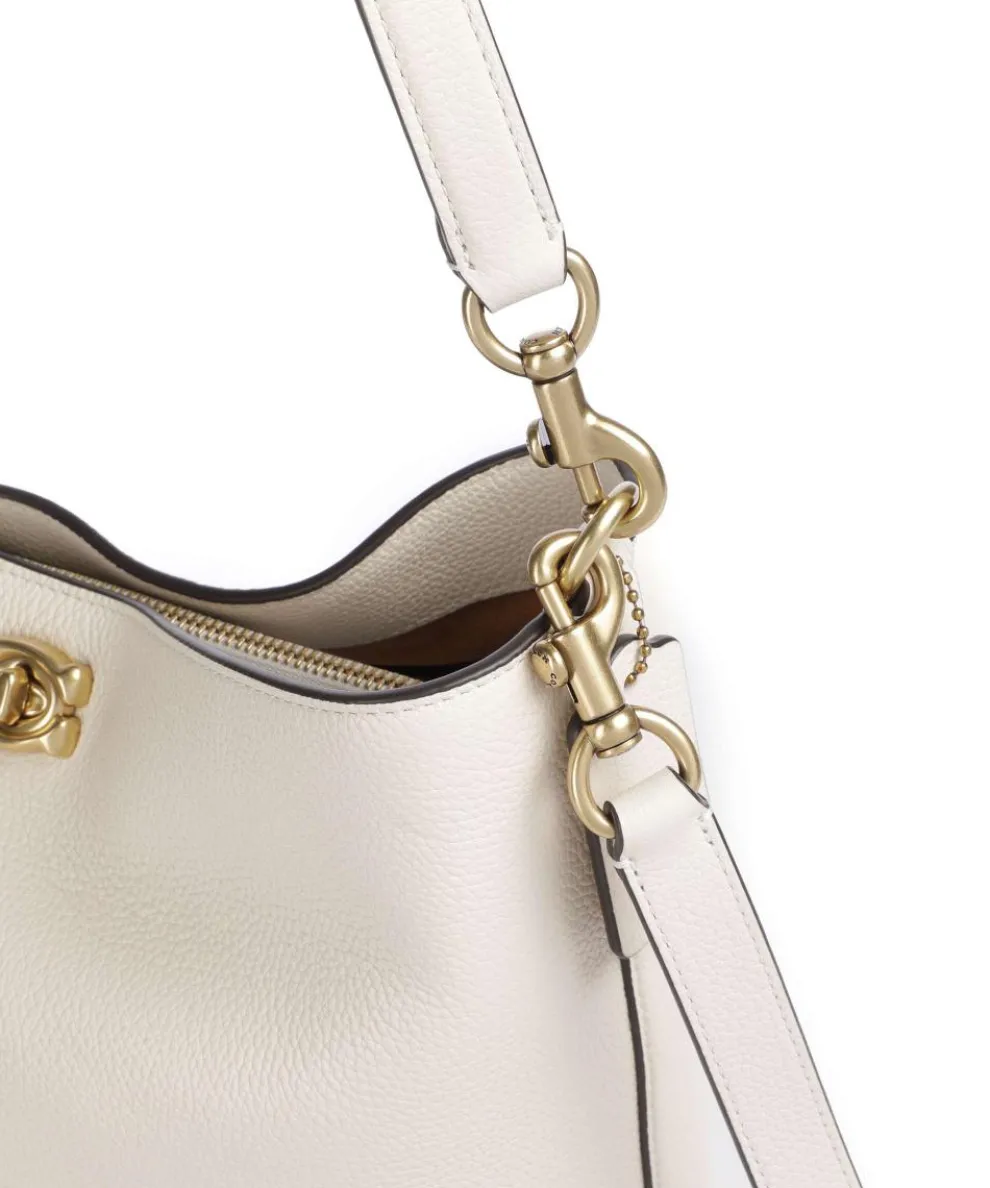 Willow Soft Beuteltasche genarbtes Leder elfenbein