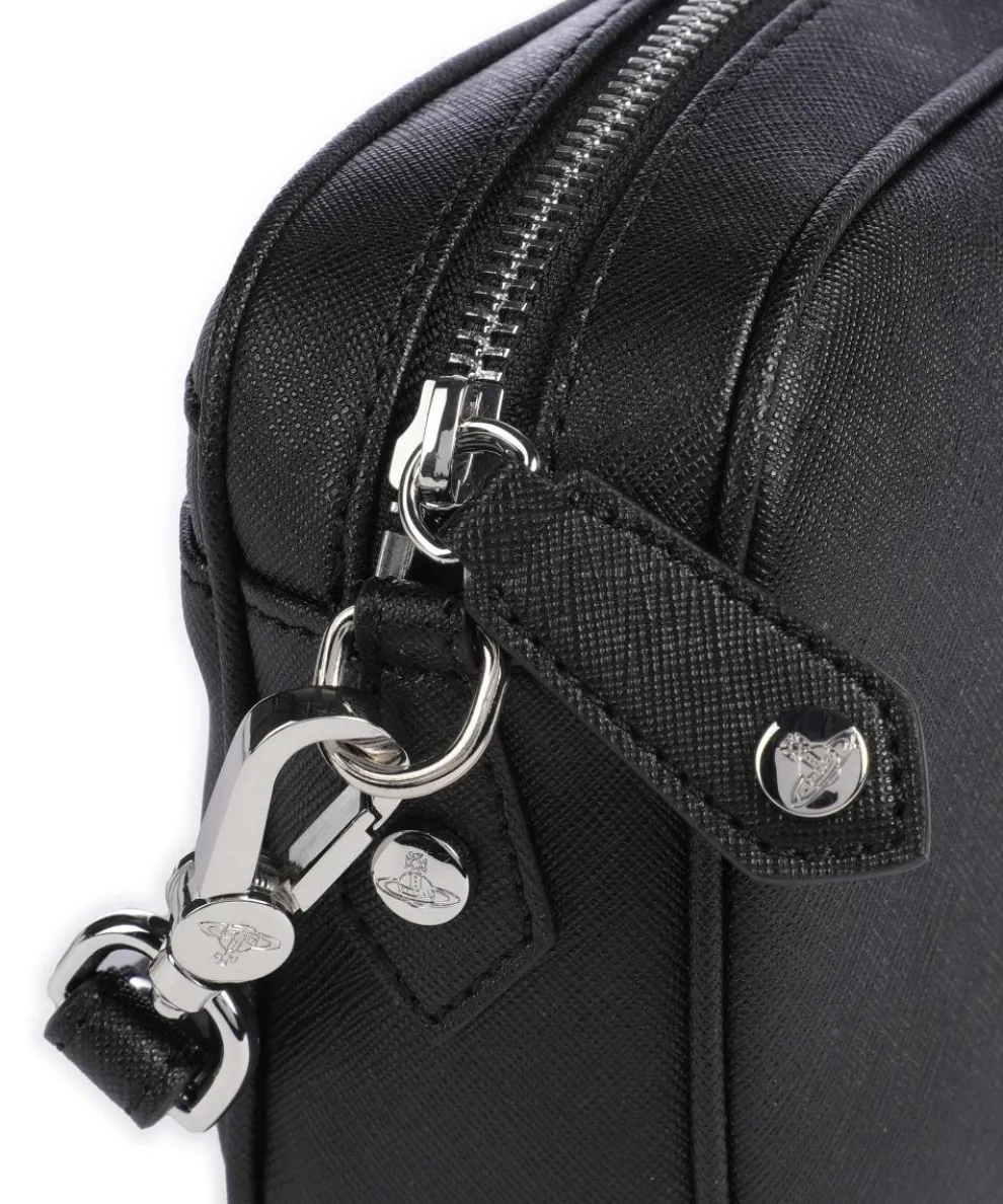 Anna Saffiano Umhängetasche Lederimitat schwarz