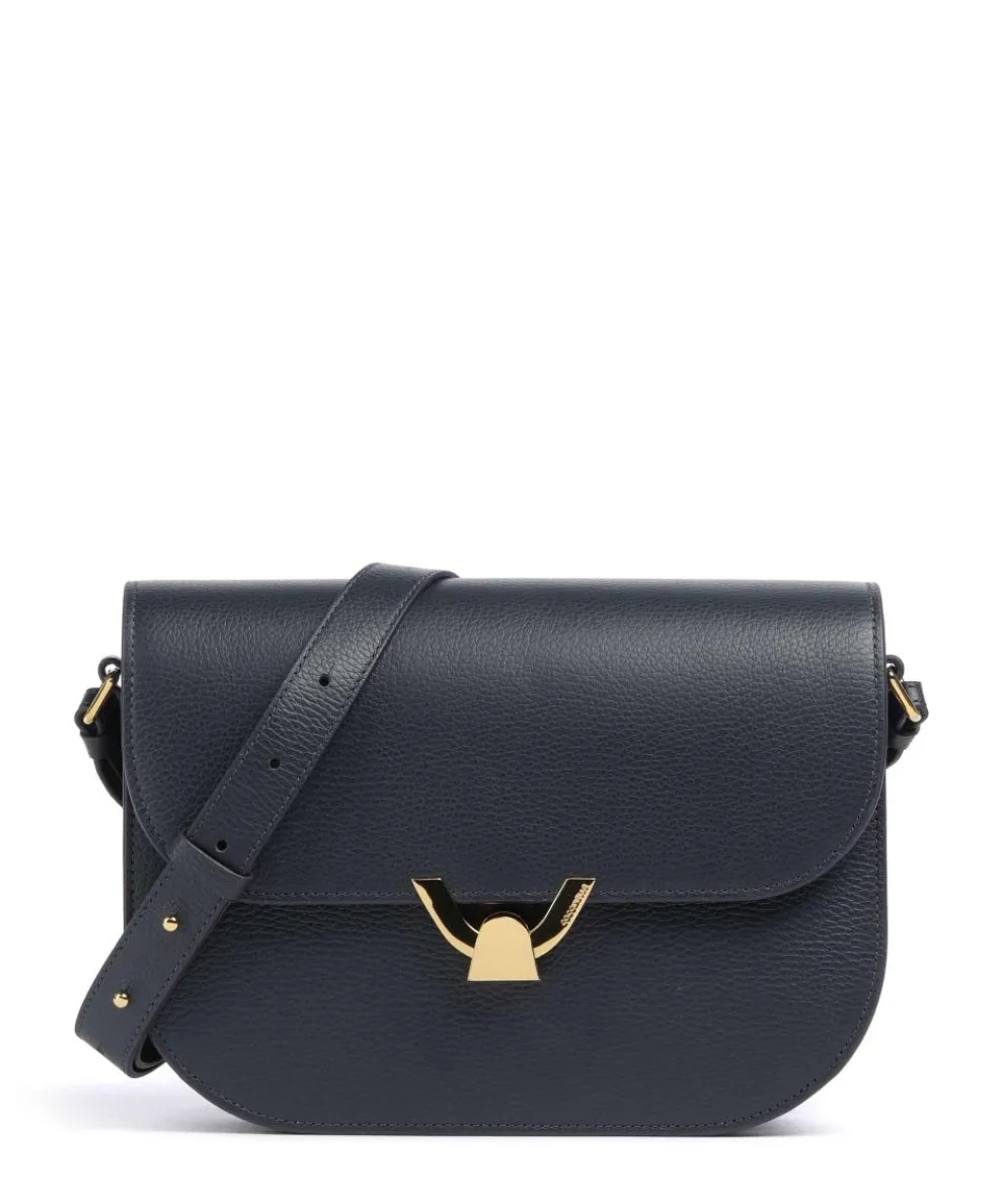 Dew Schultertasche genarbtes Leder navy