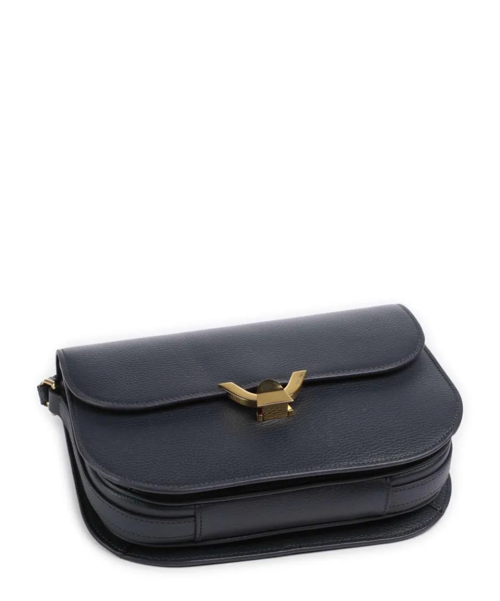 Dew Schultertasche genarbtes Leder navy