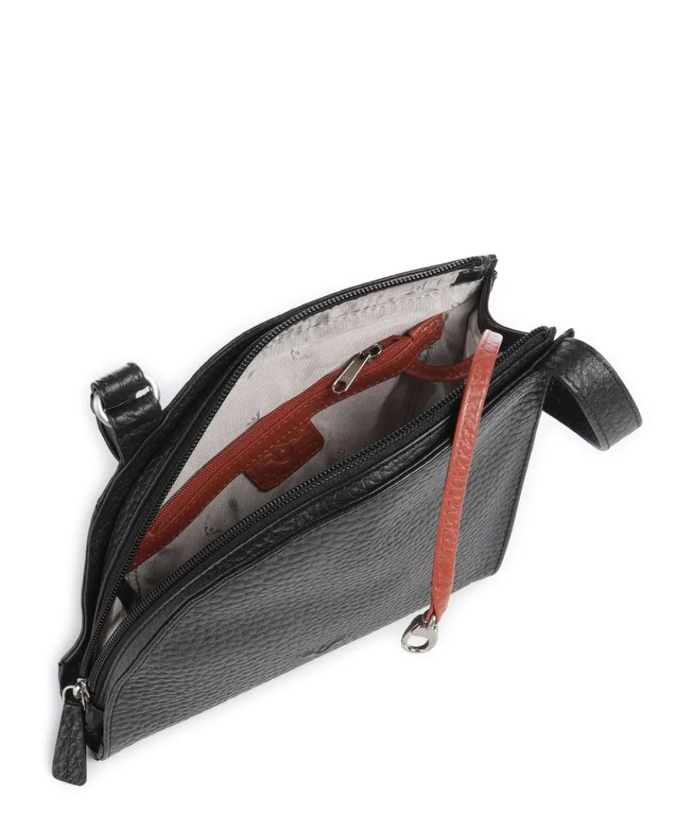 Hirsch Britney Umhängetasche genarbtes Leder schwarz