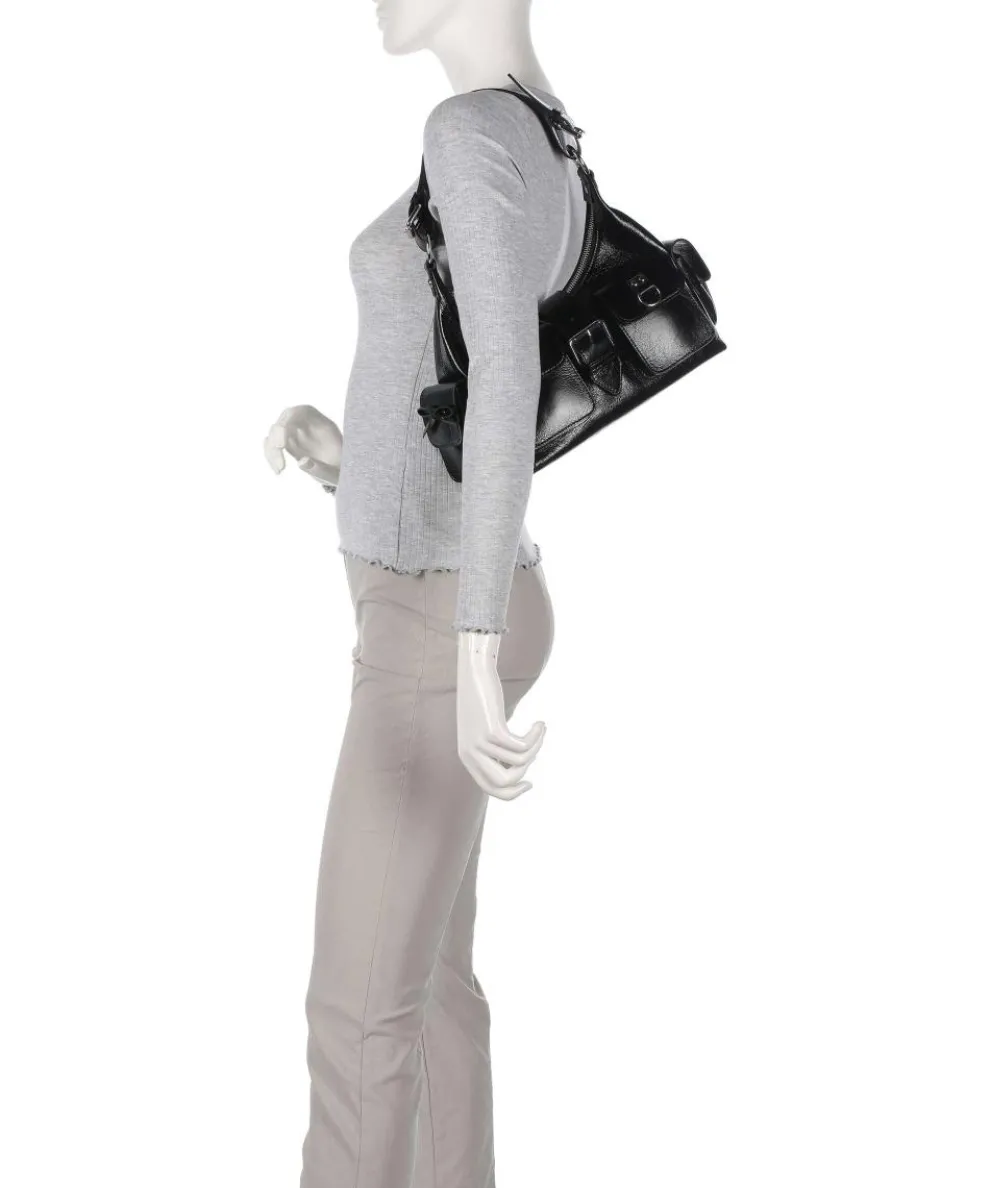 Amelia Schultertasche fein genarbtes Rindsleder schwarz