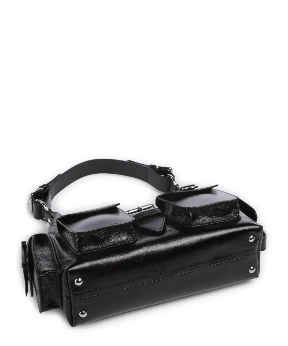 Amelia Schultertasche fein genarbtes Rindsleder schwarz