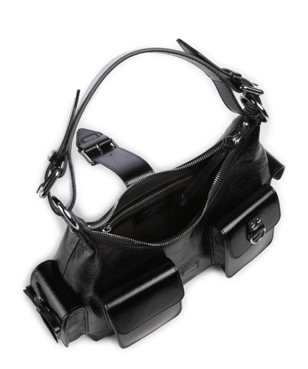 Amelia Schultertasche fein genarbtes Rindsleder schwarz