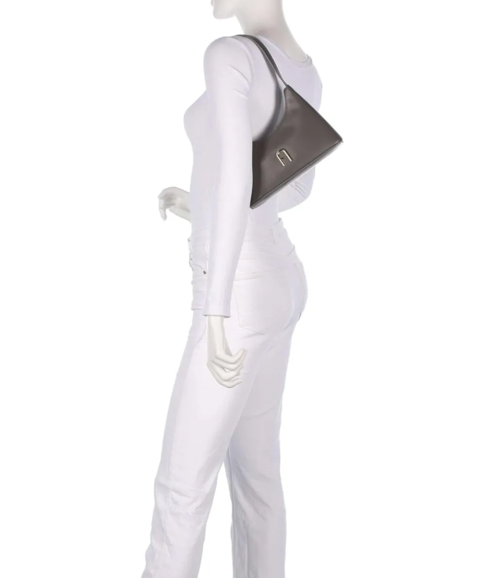 Diamante Mini Schultertasche fein genarbtes Leder dunkelgrau