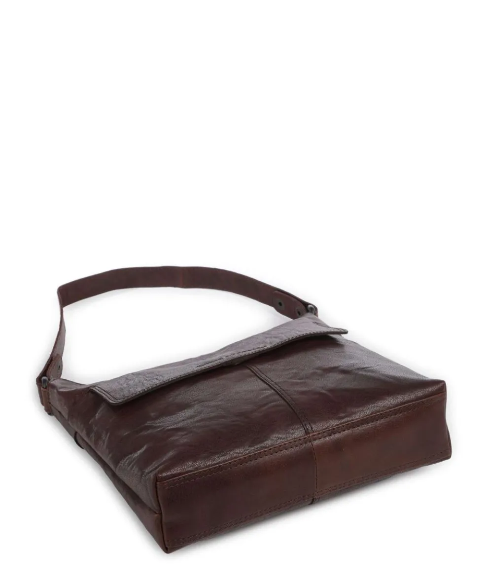 Bronco Sherrill Beuteltasche fein genarbtes Leder dunkelbraun