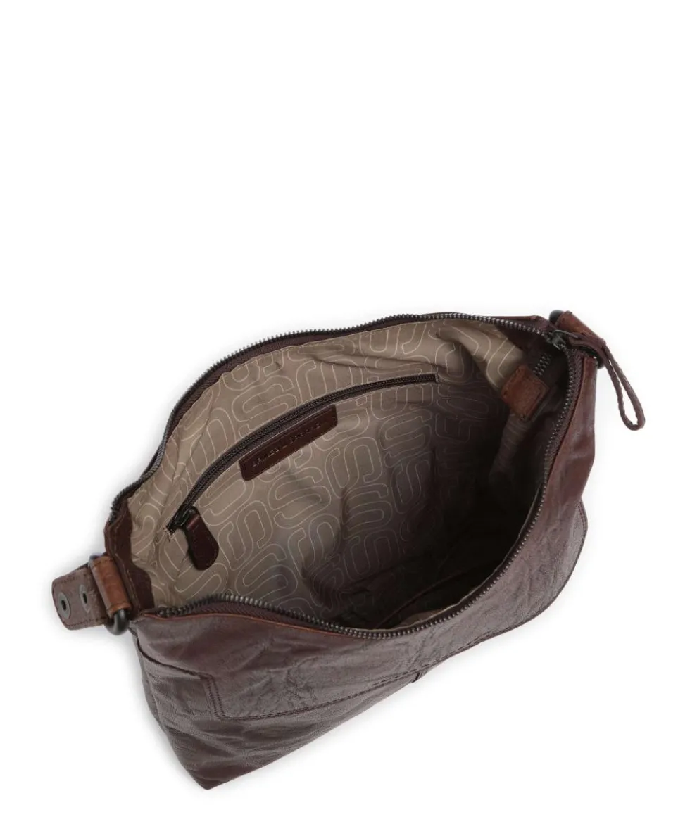 Bronco Sherrill Beuteltasche fein genarbtes Leder dunkelbraun