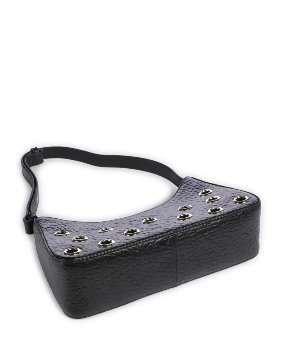 New Zealand Apollo 2 Eyelet Schultertasche geprägtes Leder schwarz