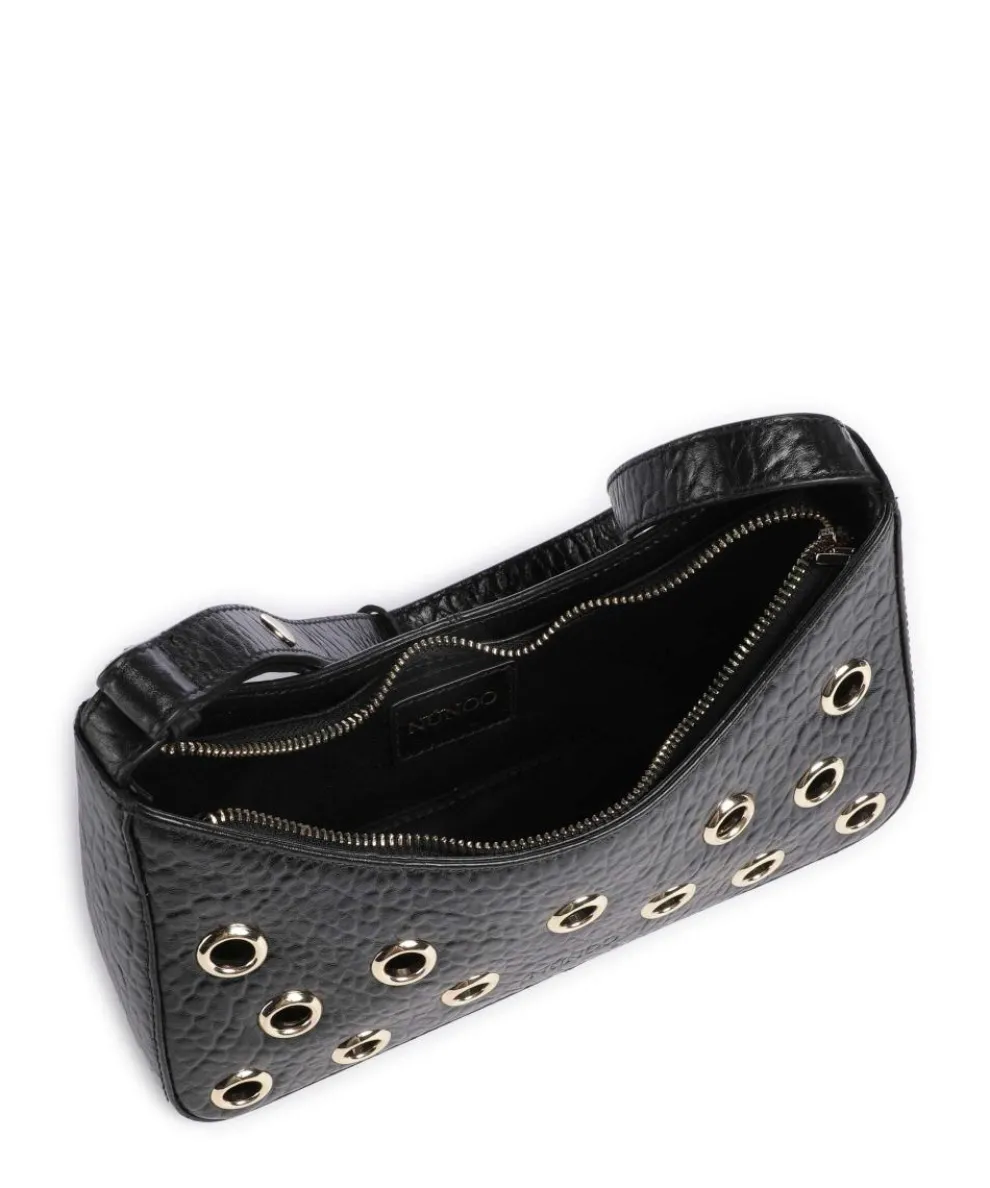 New Zealand Apollo 2 Eyelet Schultertasche geprägtes Leder schwarz